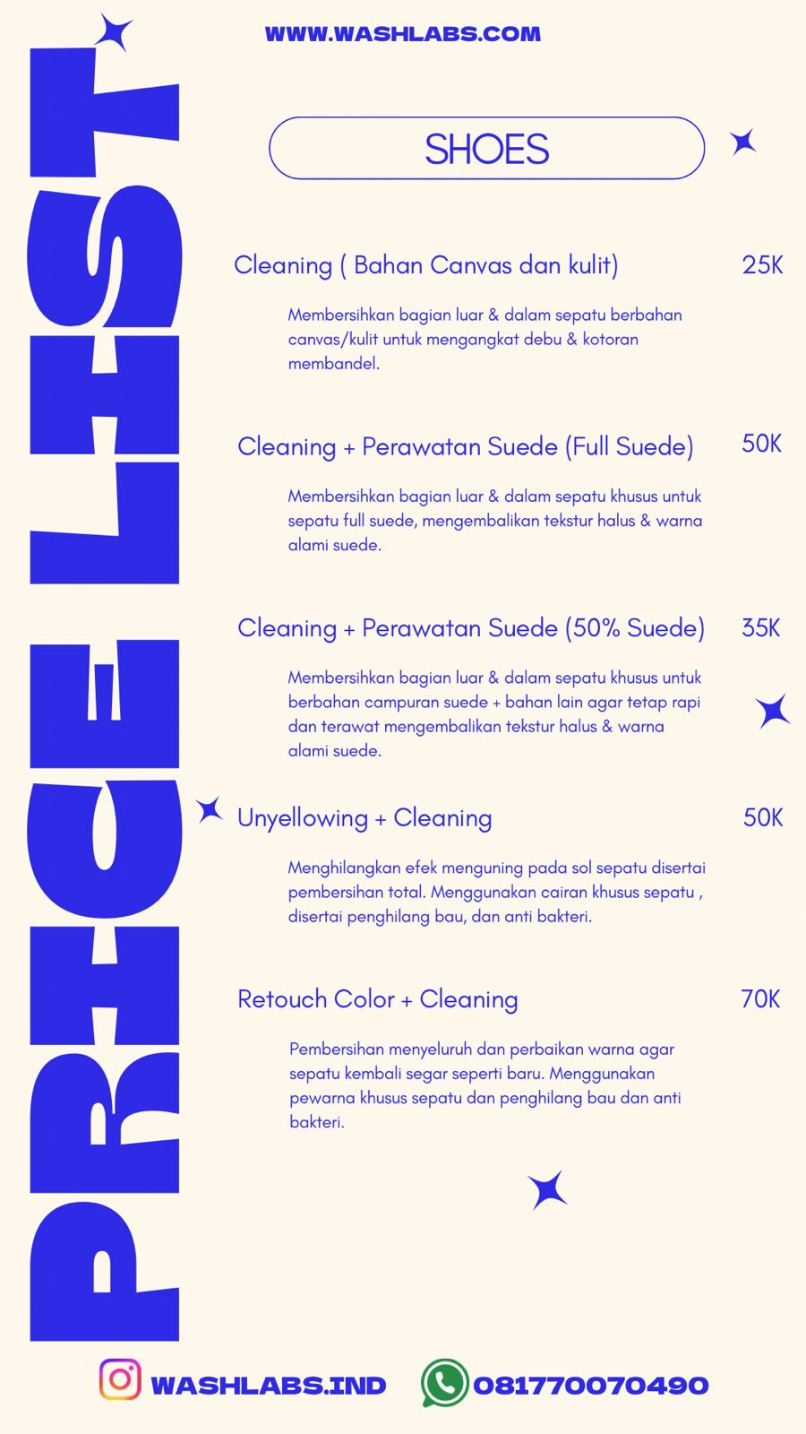 Pricelist Sepatu & Lainnya